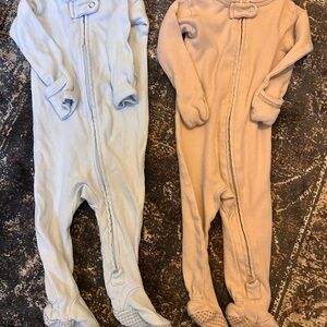 L'ovedbaby Kids Footies - Soft Blue and Warm Beige